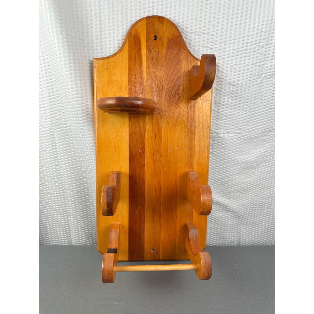 Vtg Wooden Wall Shelf Hair Dryer Curling Iron Bathroom Organizer